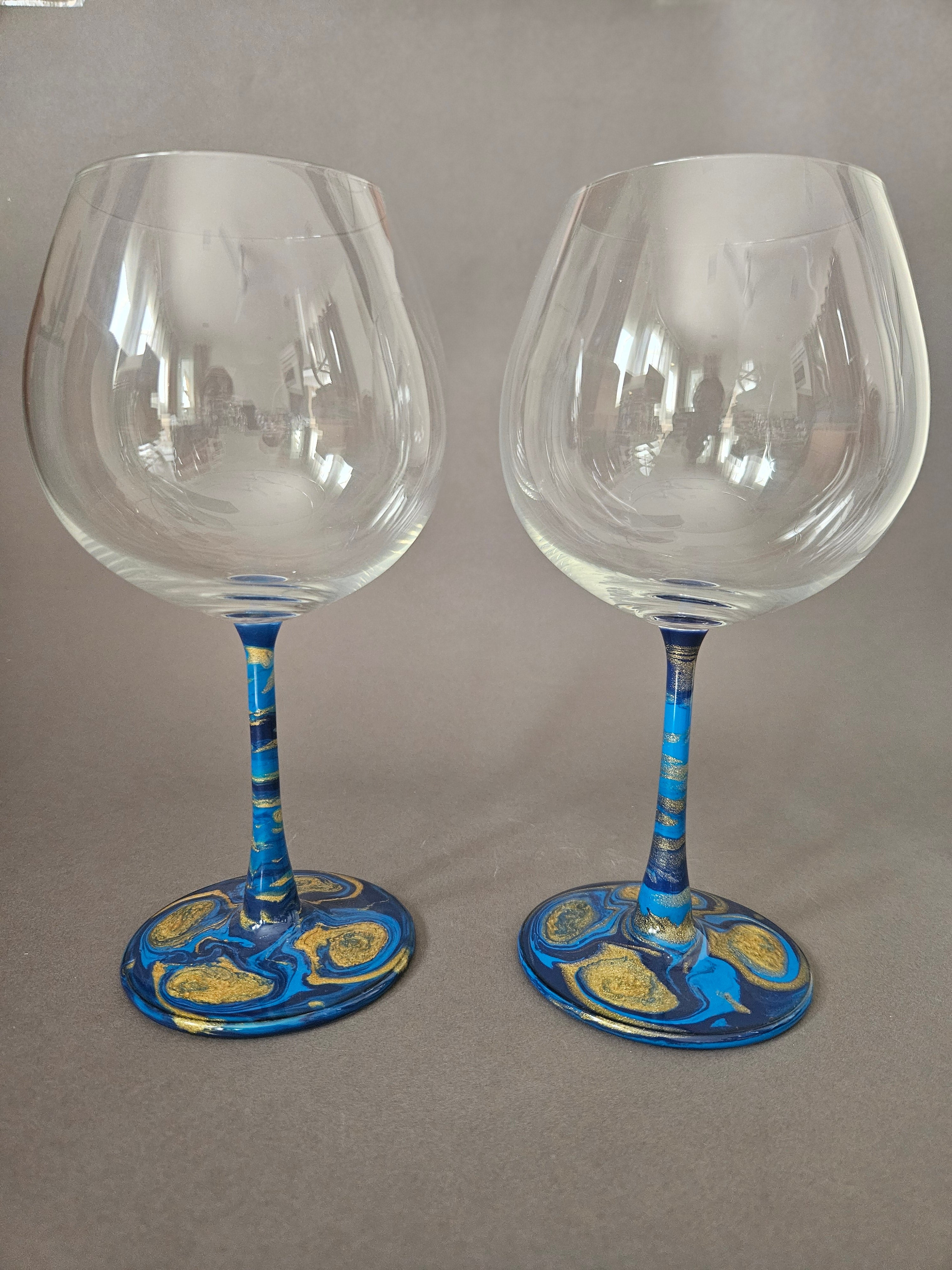 Swirl goblet glass set Blue