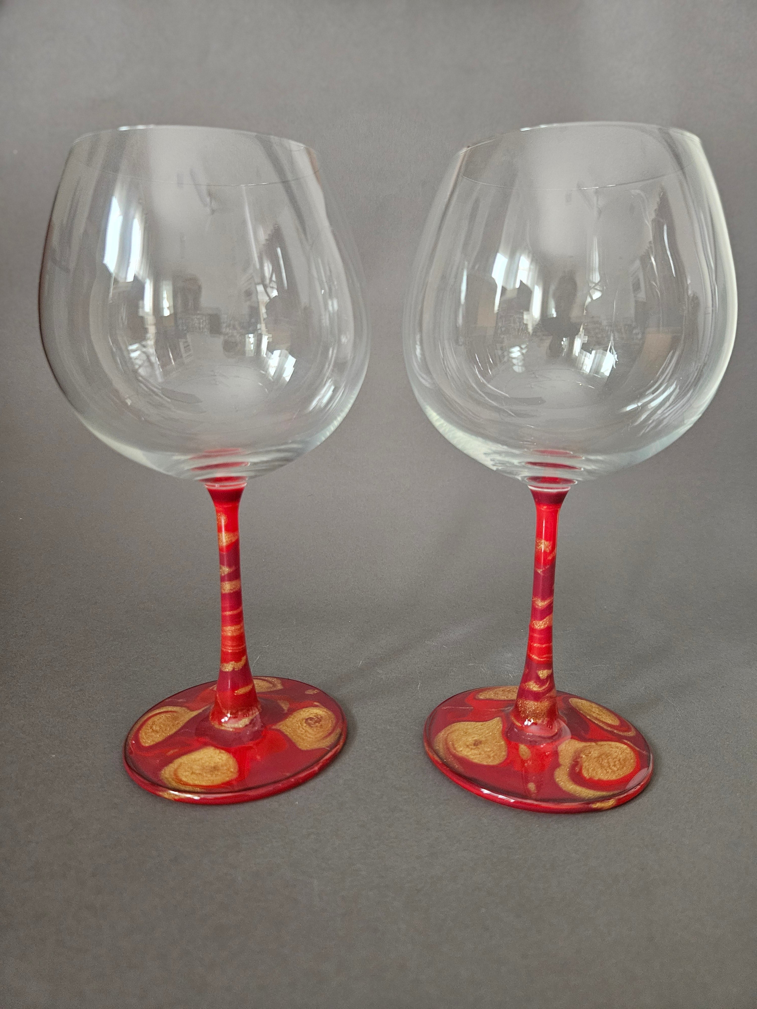 Swirl goblet glass set Red
