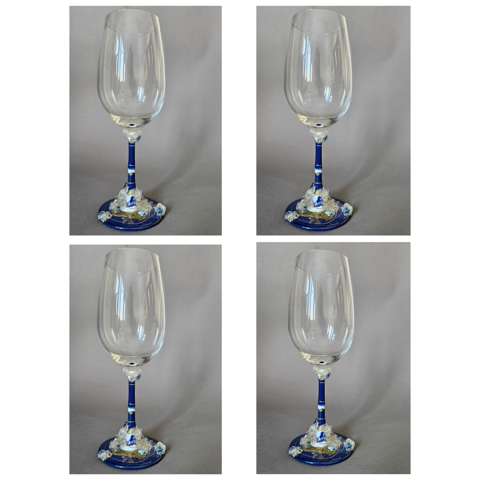 Crystal wine glass blue
