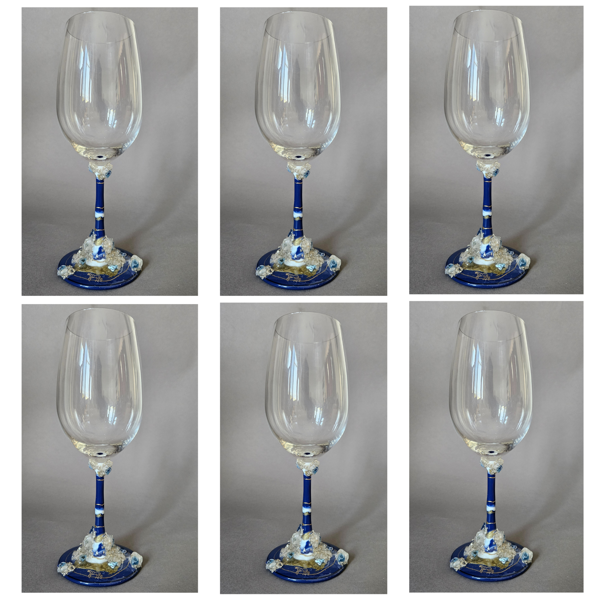 Crystal wine glass blue