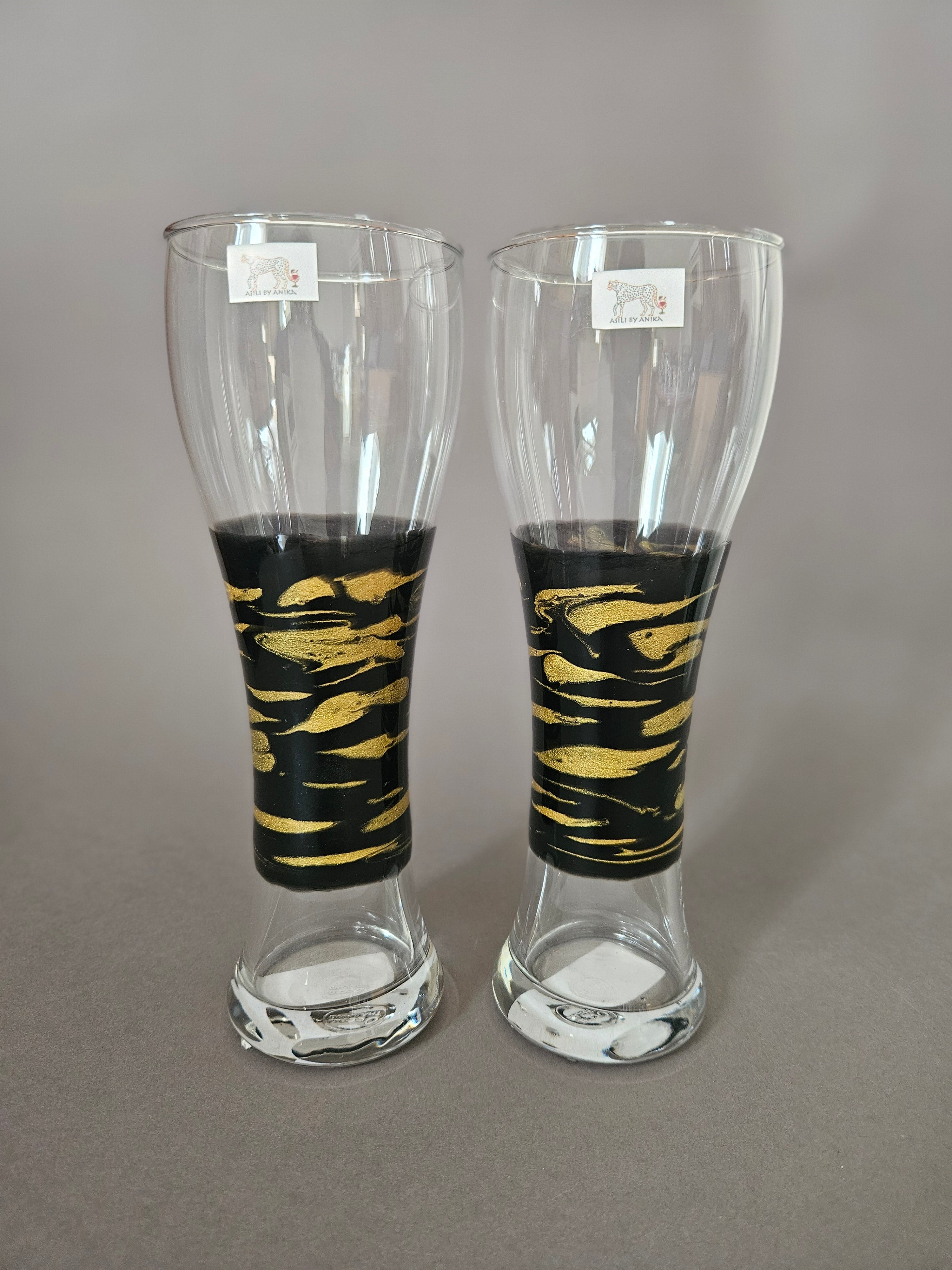 Beer/ smoothie glass black set of 2