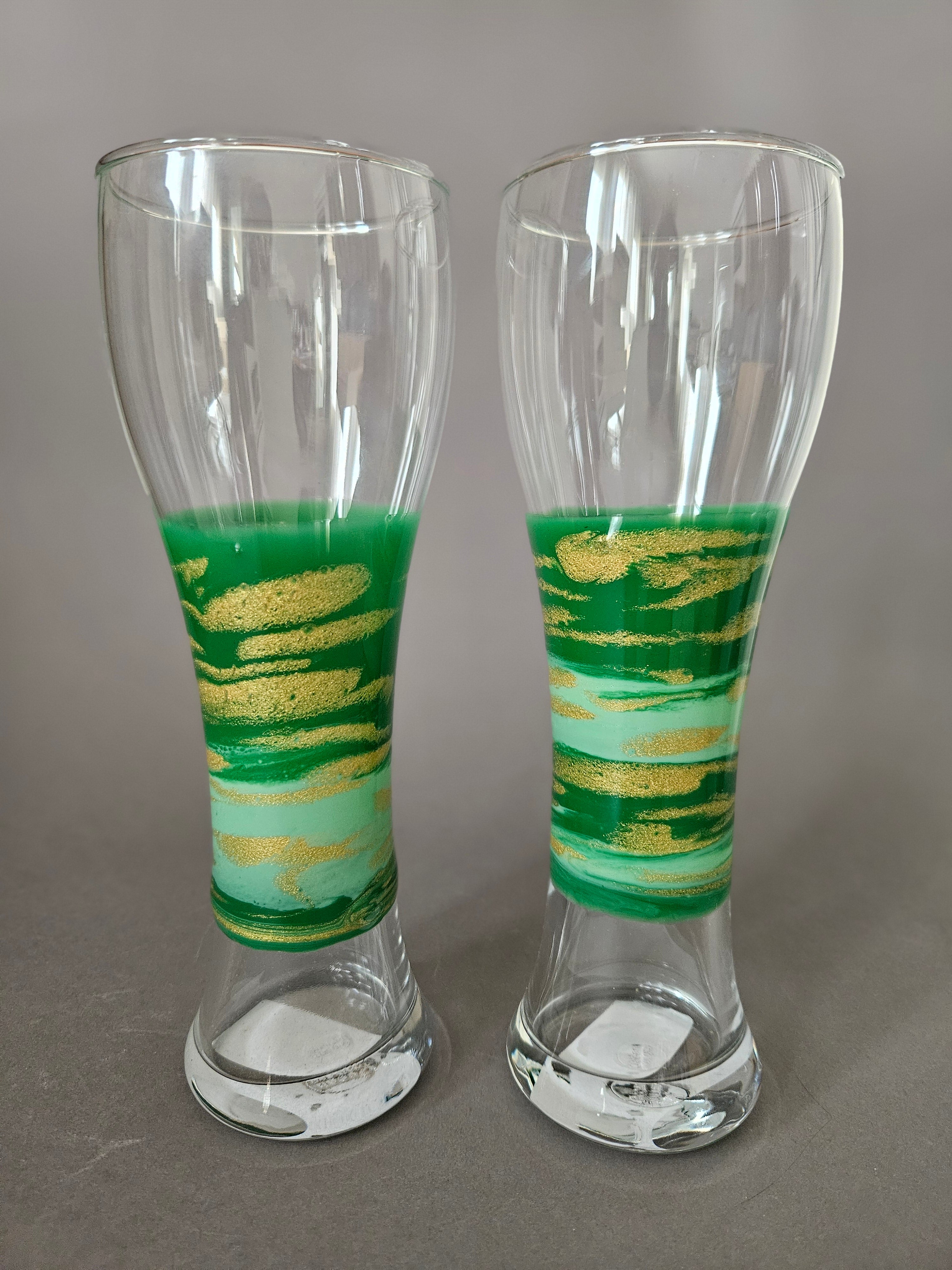Beer/smoothie green glass set of 2