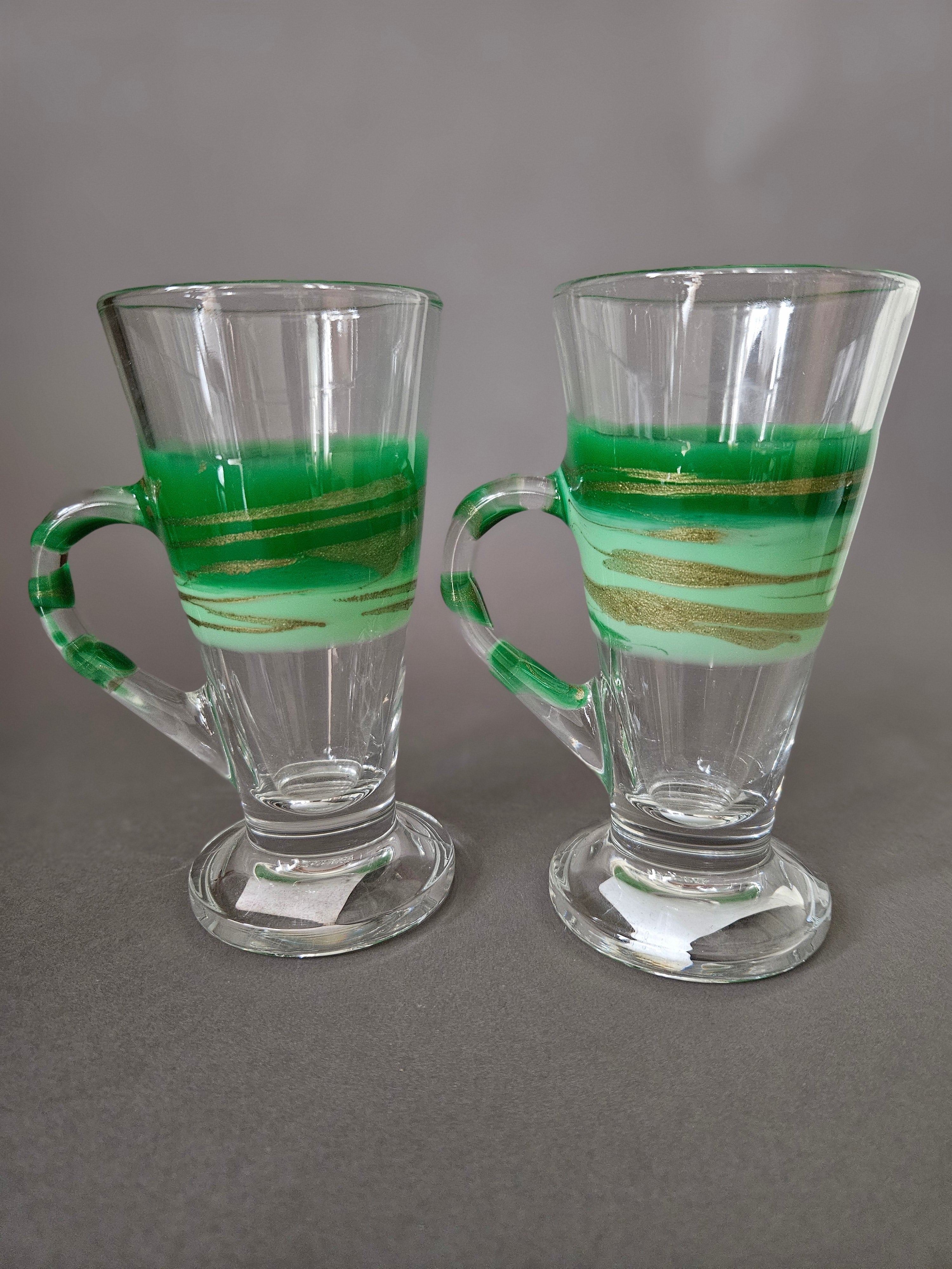 Coffee glass green set of 2