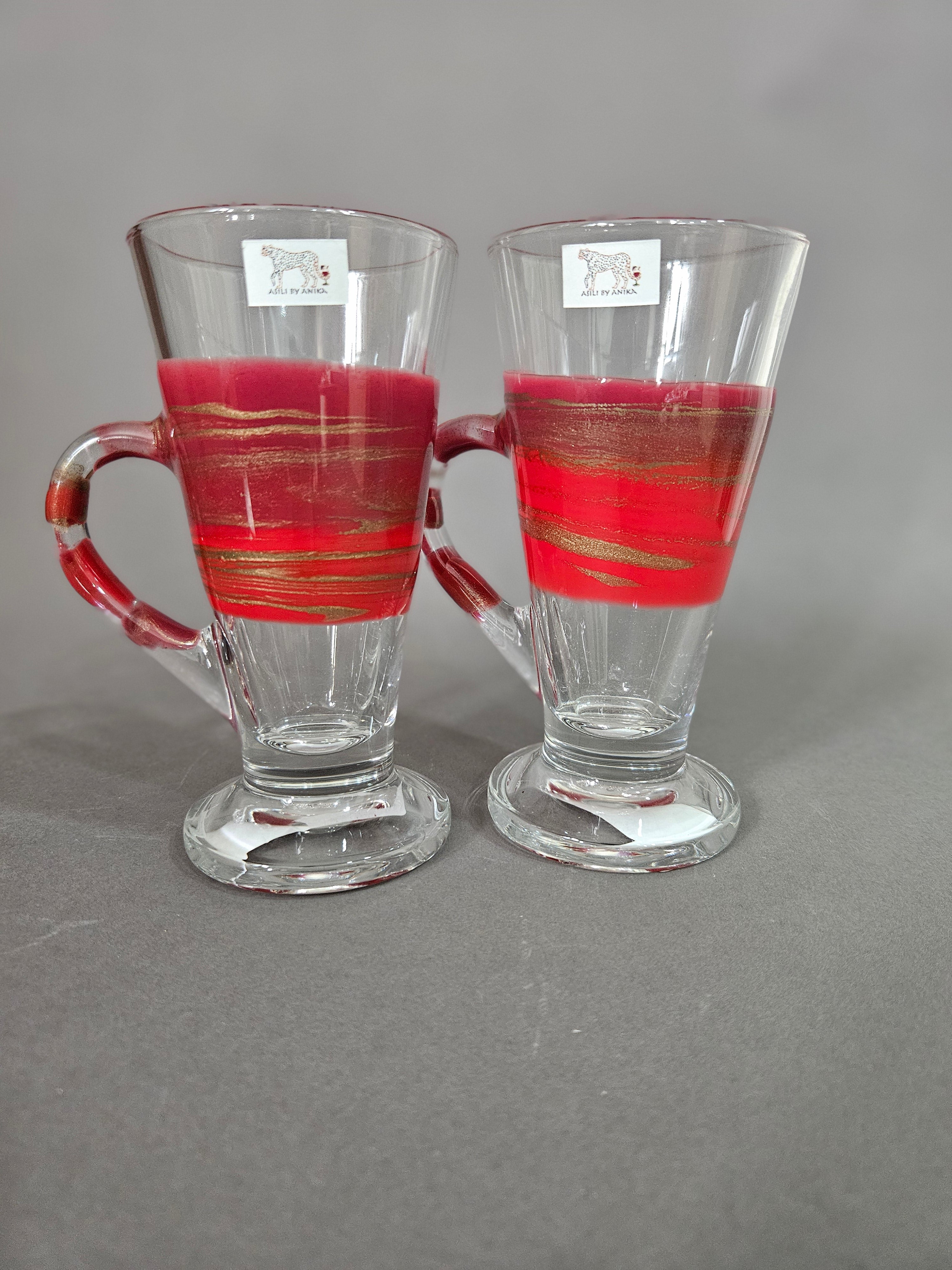 Coffee glass red set of 2