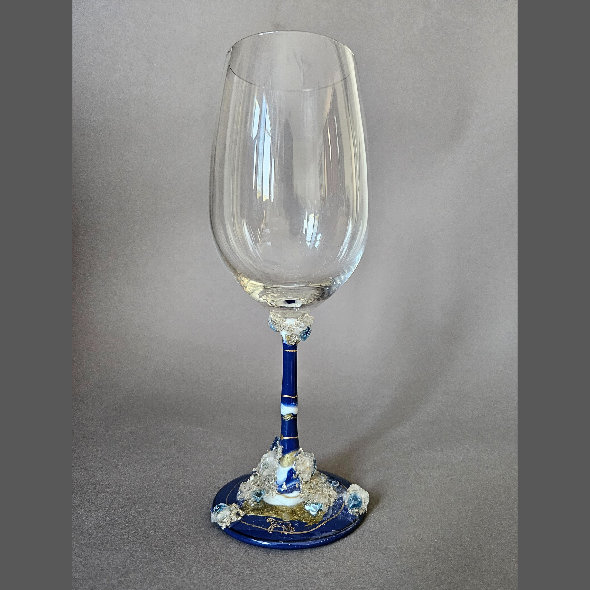 Crystal wine glass blue